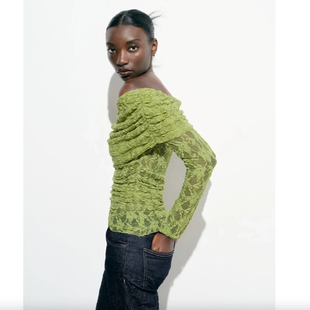 Zara Green Lace Top NWT